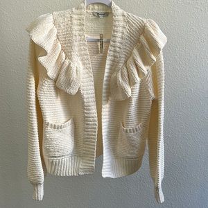 NWT Madewell Ruffle Cardigan Sweater Size Medium - Cream color